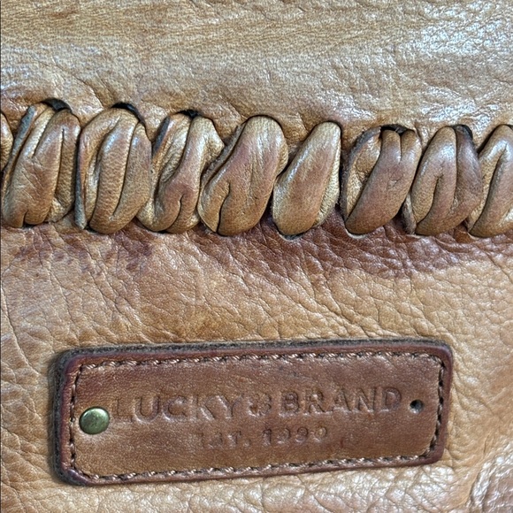 Lucky Brand Tan Leather Crossbody Bucket Bag with Adjustable Strap - Picture 10 of 11
